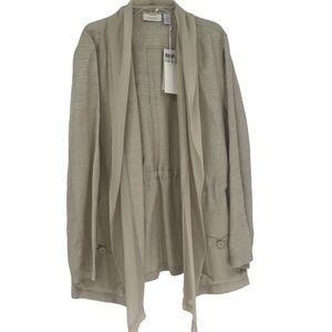 Chico’s Sophie Silk Scarf Jacket NWT Gauze lapels Size 2 (Large) Open Front